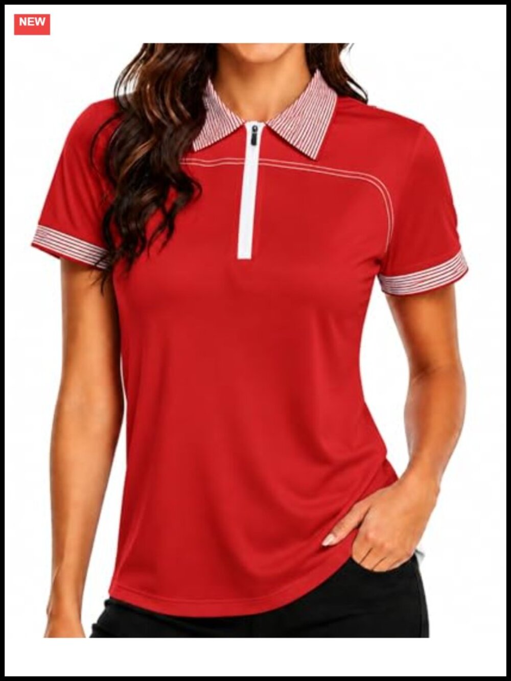 Women's Zip Polo Golf Shirt Dry Fit Short Sleeve Athletic